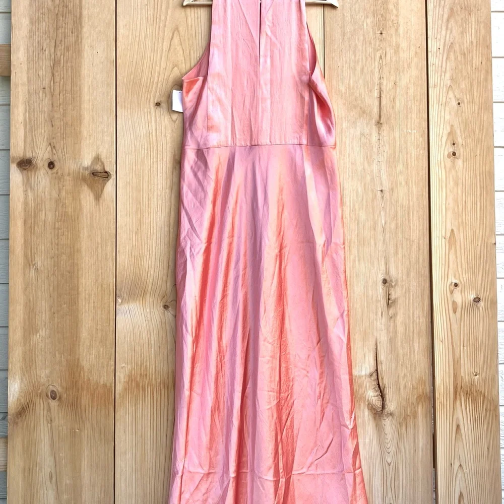 Vince NWOT Sleeveless Satin Coral Maxi Dress Sz XL - Picture 7 of 8